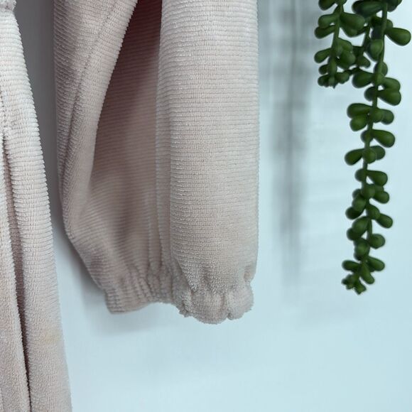 SATURDAY SUNDAY x ANTHROPOLOGIE | Pink Cozy Ribbed Velvet Hooded Jumpsuit | Smal - Picture 7 of 14